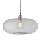 Novena Elburg Large Pendant Light Matt Silver Clear Shade
