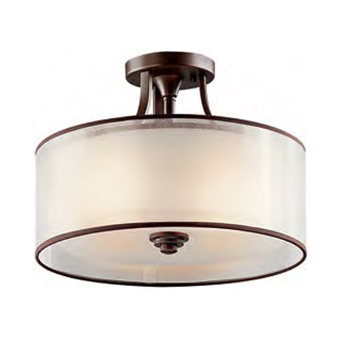 Kichler Lacey 3 Light Semi Flush Ceiling Light in Mission Bronze