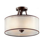 Kichler Lacey 3 Light Semi Flush Ceiling Light in Mission Bronze