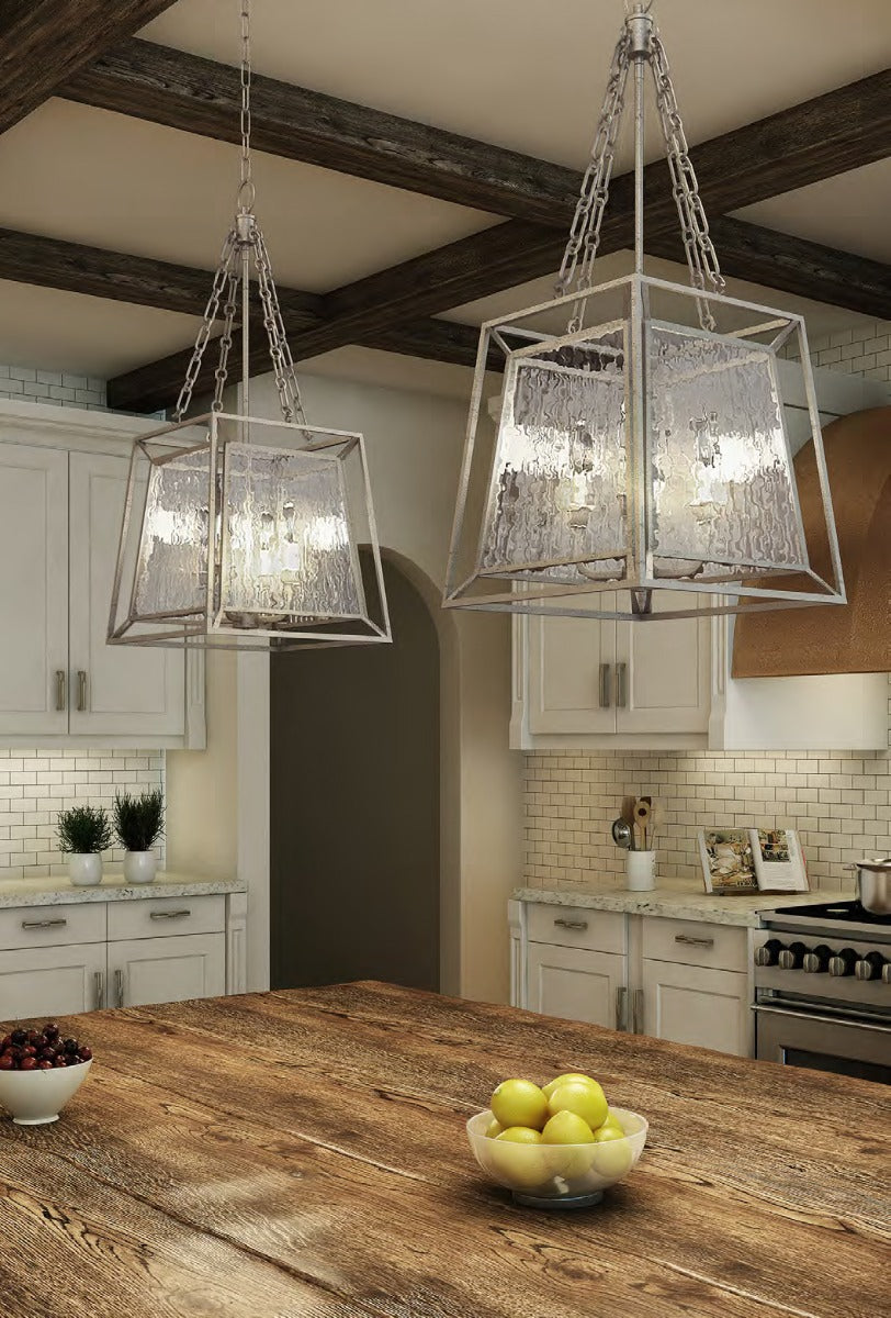 Quoizel QZ/LAKESIDE4/P/A Lakeside 4 Light Vintage Gold Ceiling Pendant Fitting