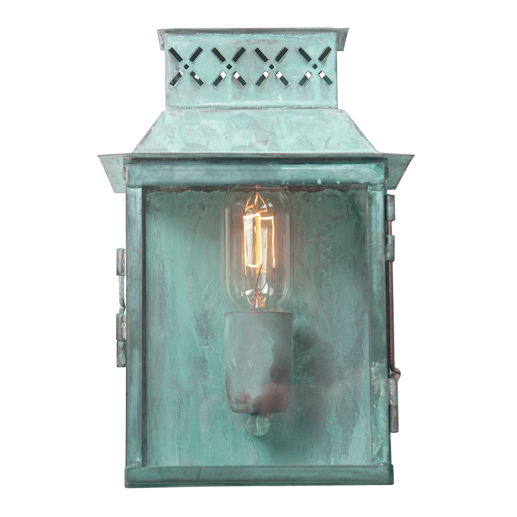 Elstead Lambeth Palace Outdoor Wall Lantern in Solid Brass Verdigris Finish