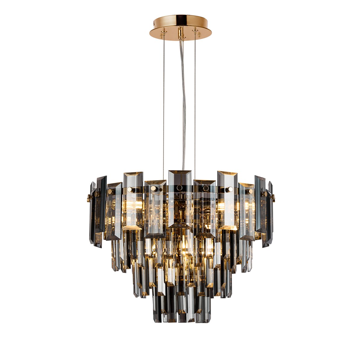 Regent Laure 6 Light 410mm Chandelier Pendant - French Gold / Smoke