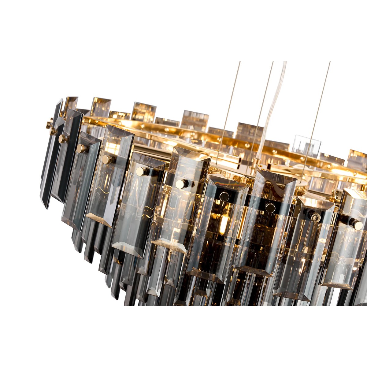 Regent Laure 6 Light 410mm Chandelier Pendant - French Gold / Smoke