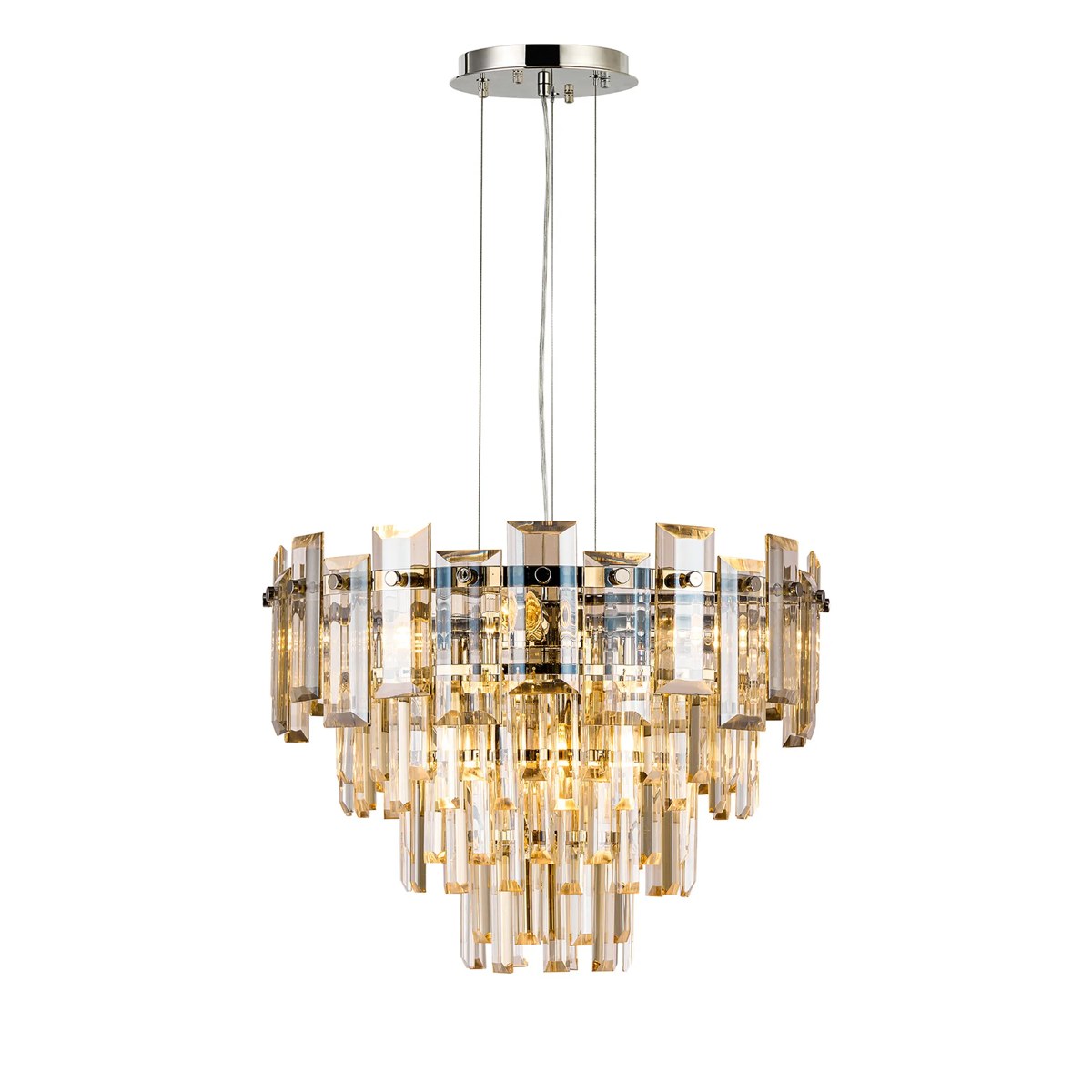 Regent Laure 6 Light 410mm Chandelier Pendant - Polished Nickel / Champagne