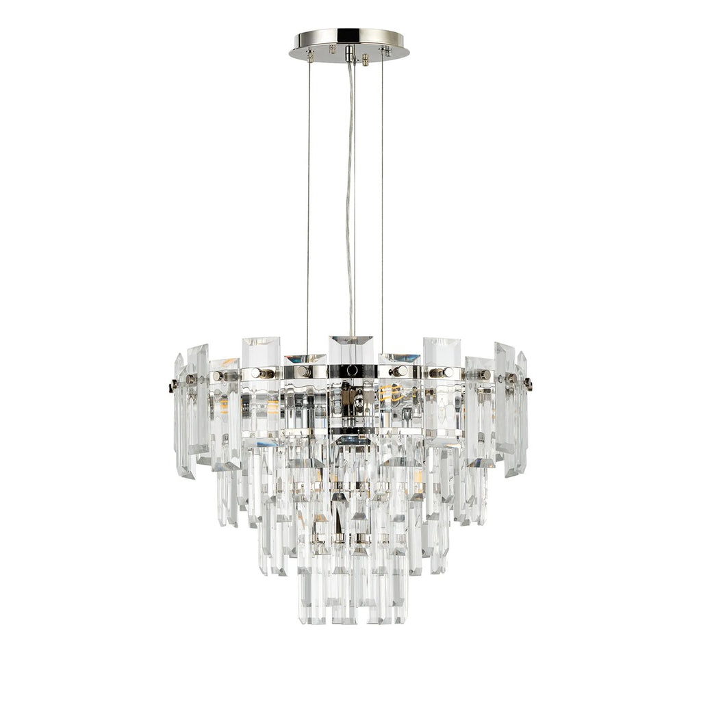 Regent Laure 6 Light 410mm Chandelier Pendant - Polished Nickel / Clear