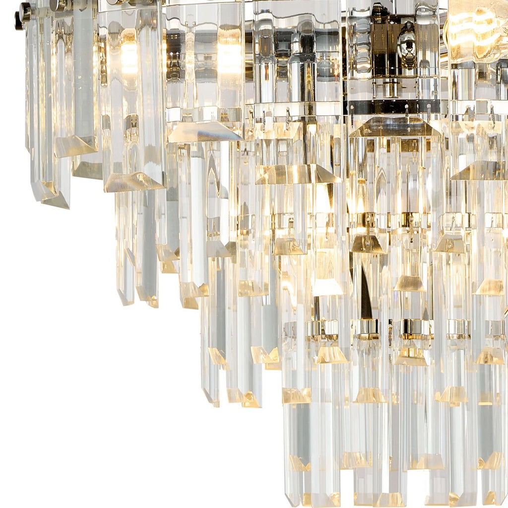 Regent Laure 6 Light 410mm Chandelier Pendant - Polished Nickel / Clear