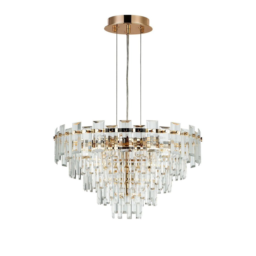 Regent Laure 10 Light 610mm Pendant Light - French Gold / Clear