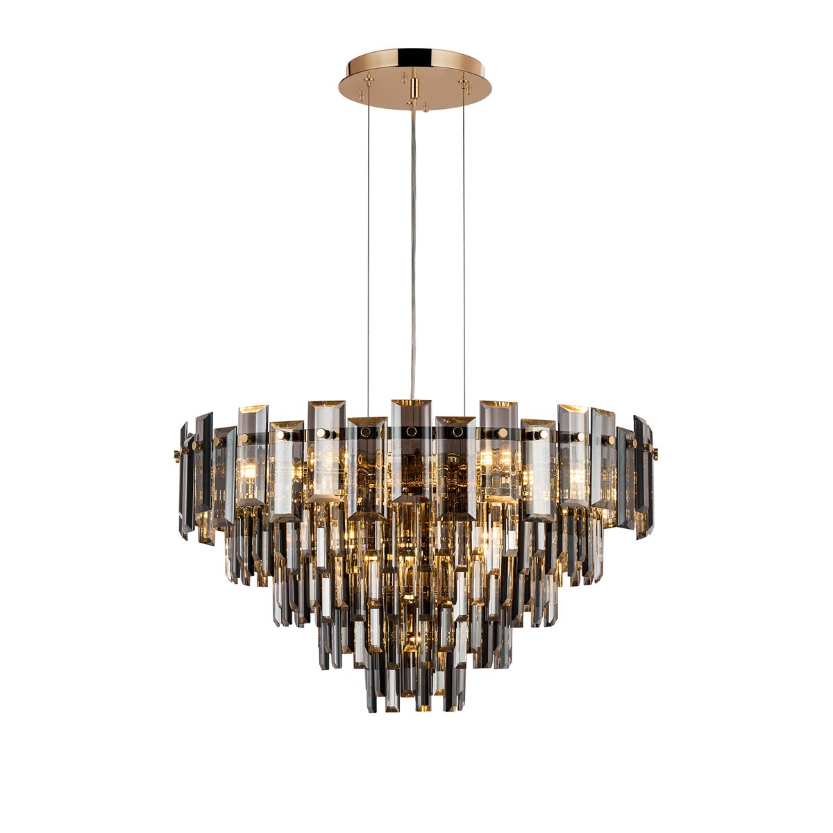 Regent Laure 10 Light 610mm Pendant Light - French Gold / Smoke