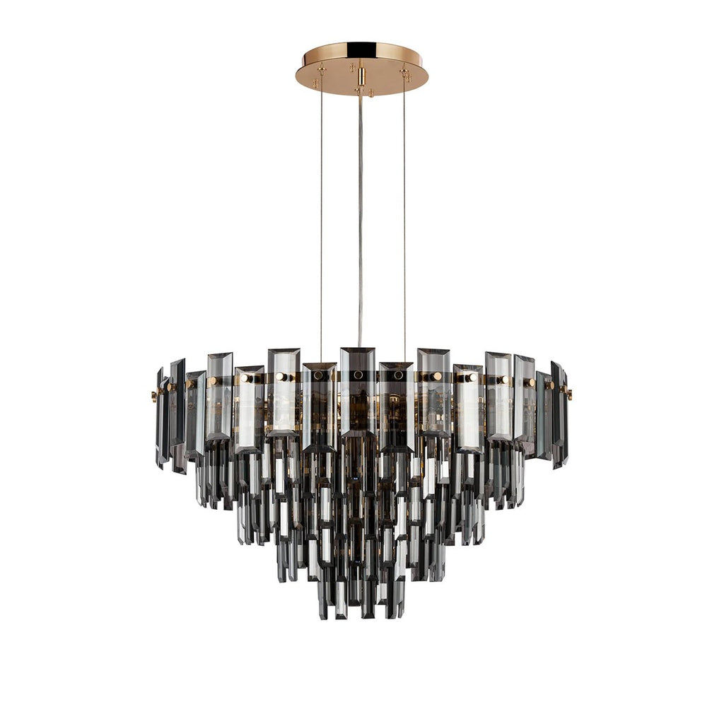 Regent Laure 10 Light 610mm Pendant Light - French Gold / Smoke