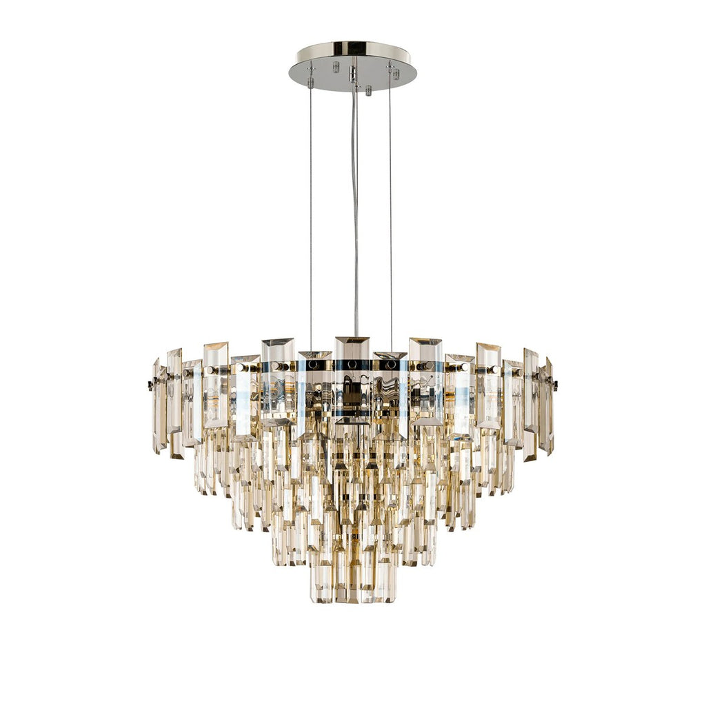 Regent Laure 10 Light 610mm Pendant Light - Polished Nickel / Champagne