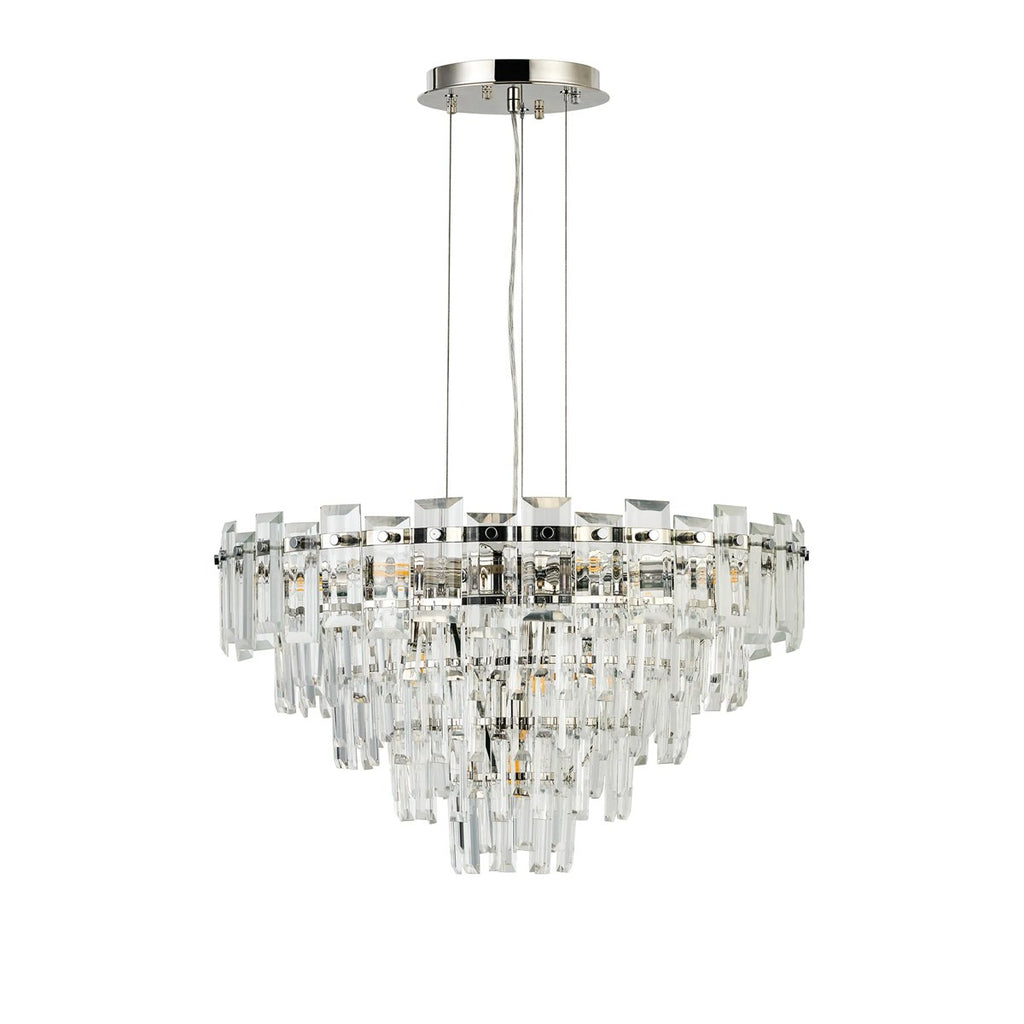 Regent Laure 10 Light 610mm Pendant Light - Polished Nickel / Clear