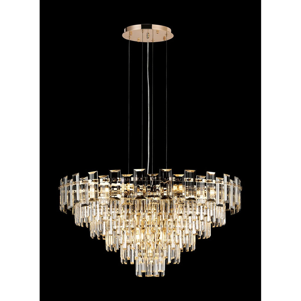 Regent Laure 13 Light 810mm Pendant Light - French Gold / Clear