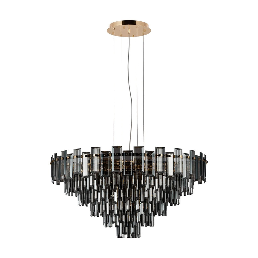 Regent Laure 13 Light 810mm Pendant Light - French Gold / Smoke