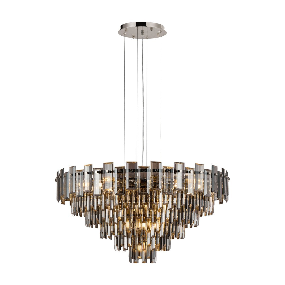 Regent Laure 13 Light 810mm Pendant Light - Polished Nickel / Smoke