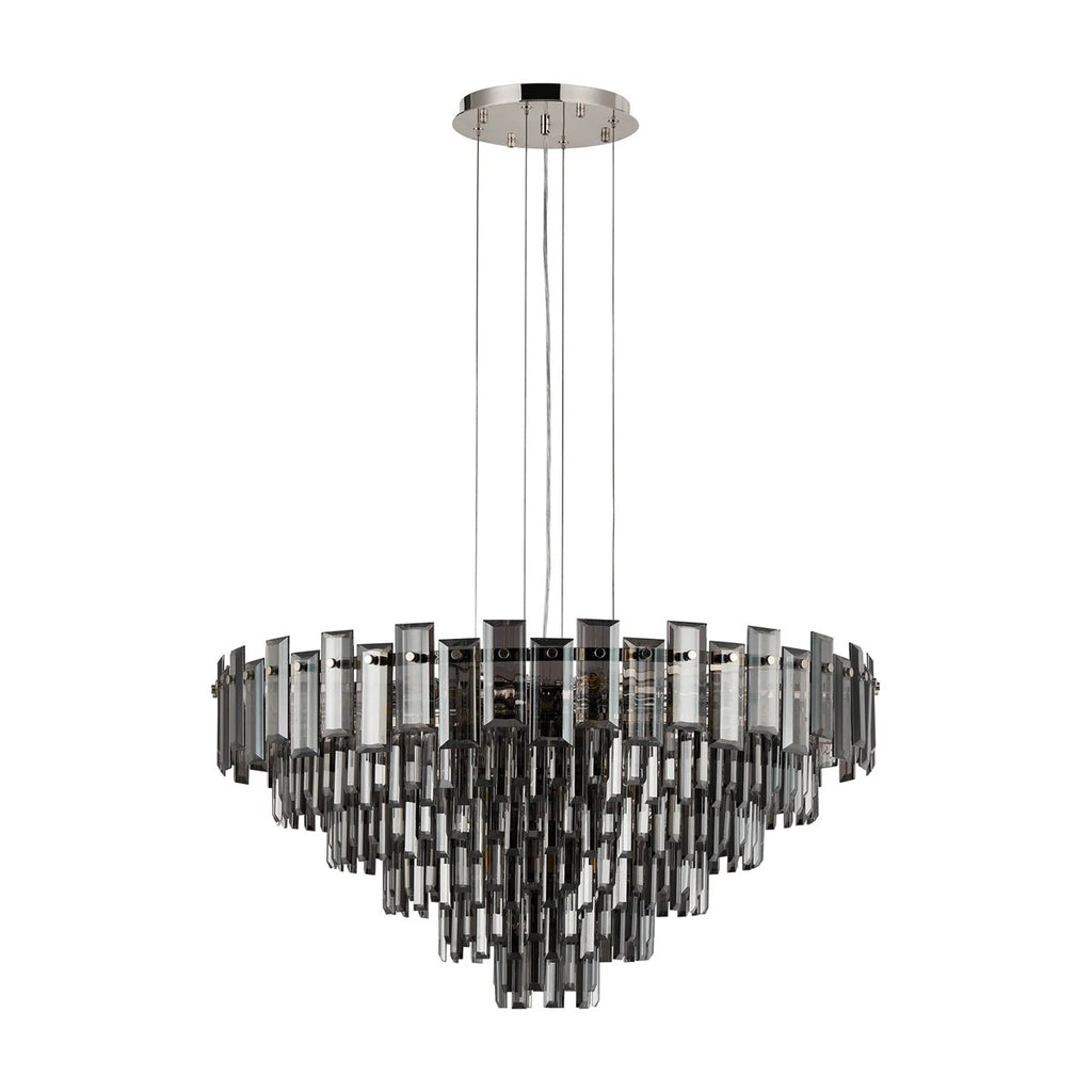 Regent Laure 13 Light 810mm Pendant Light - Polished Nickel / Smoke