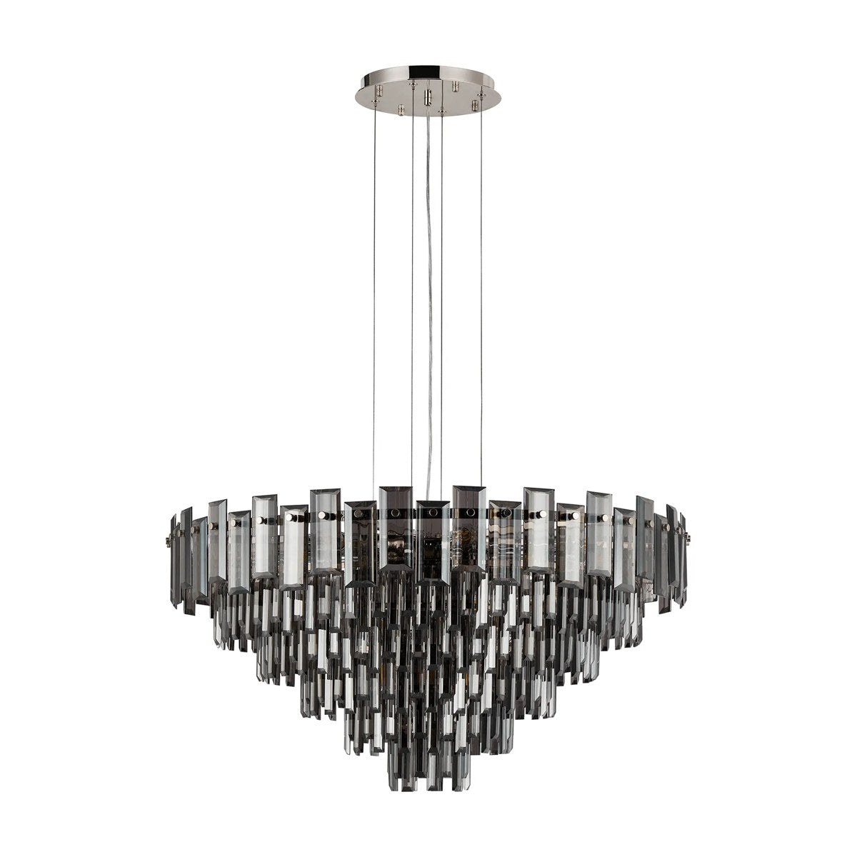 Regent Laure 13 Light 810mm Pendant Light - Polished Nickel / Smoke