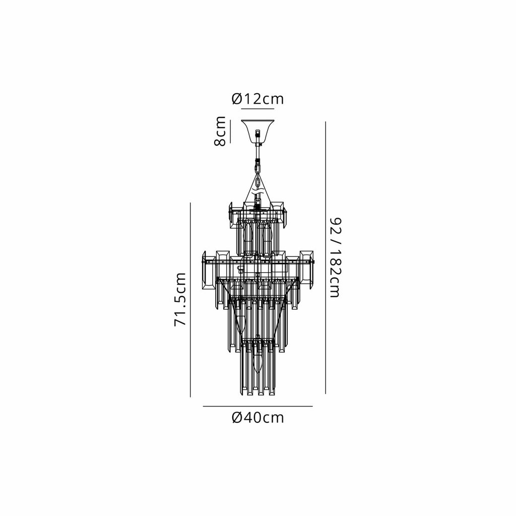 Regent Laure 9 Light Tall Pendant Light 410mm Diameter - dimensions
