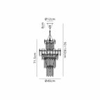 Regent Laure 9 Light Tall Pendant Light 410mm Diameter - dimensions