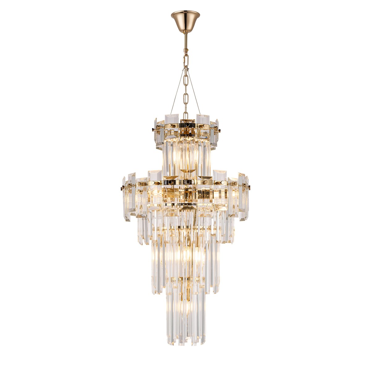 Regent Laure 9 Light Tall Pendant Light 410mm Diameter - French Gold / Clear