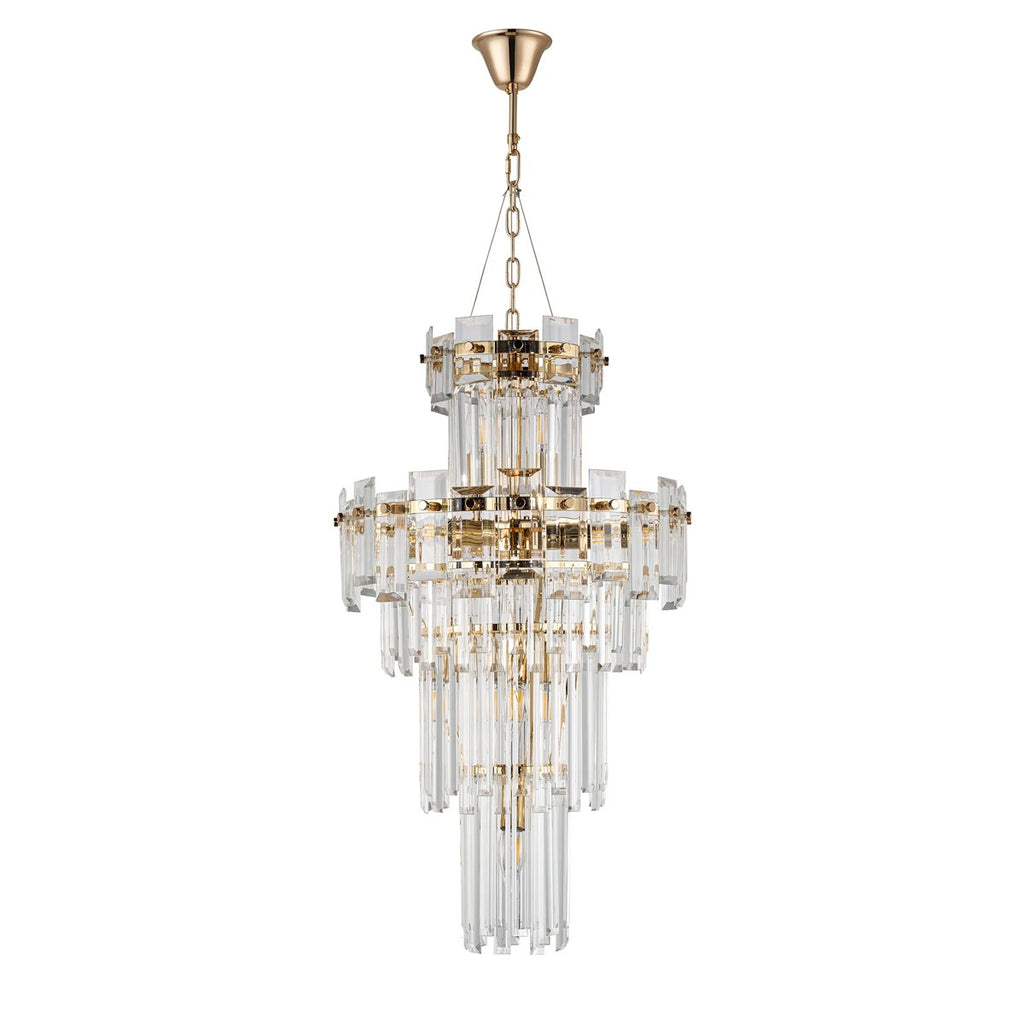 Regent Laure 9 Light Tall Pendant Light 410mm Diameter - French Gold / Clear