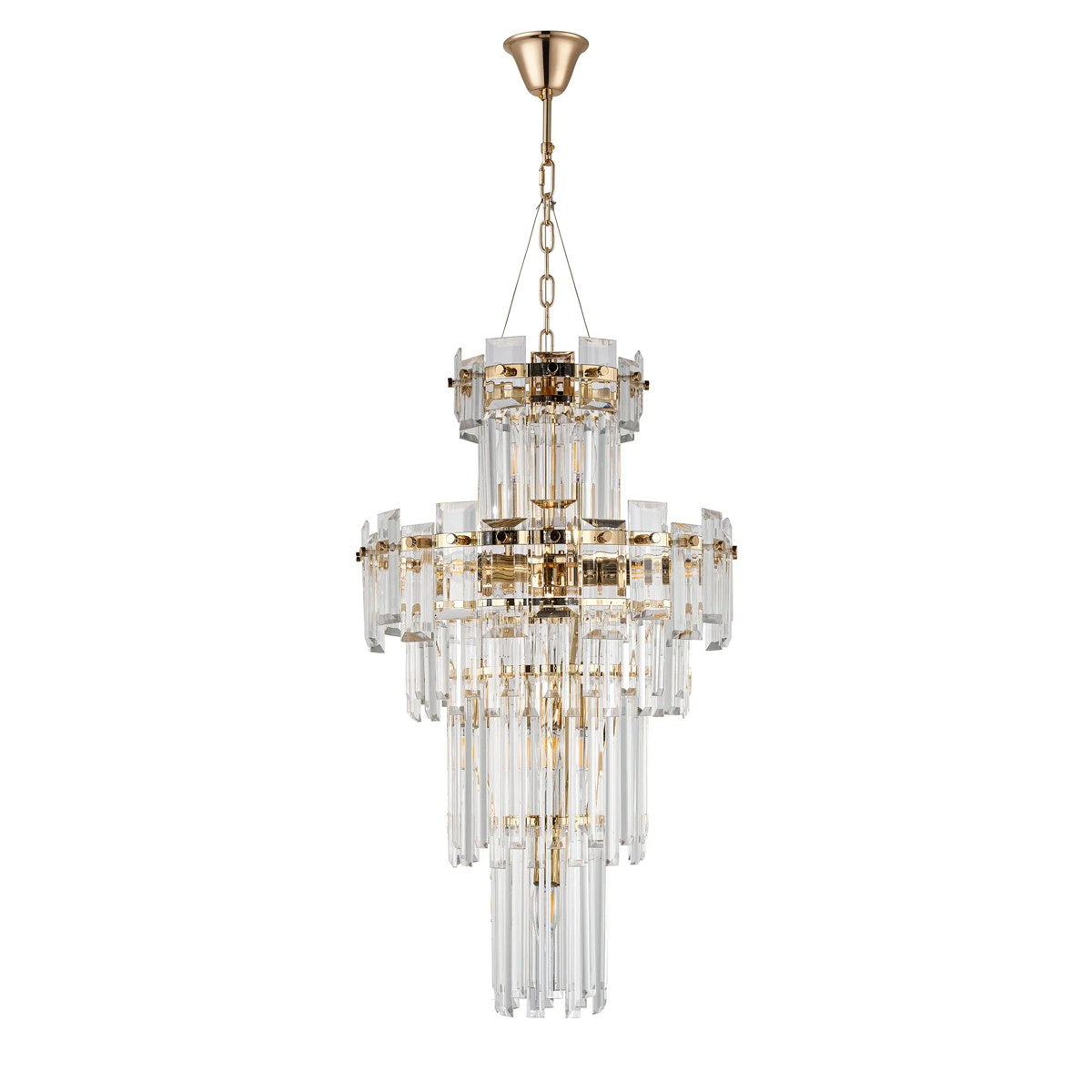 Regent Laure 9 Light Tall Pendant Light 410mm Diameter - French Gold / Clear