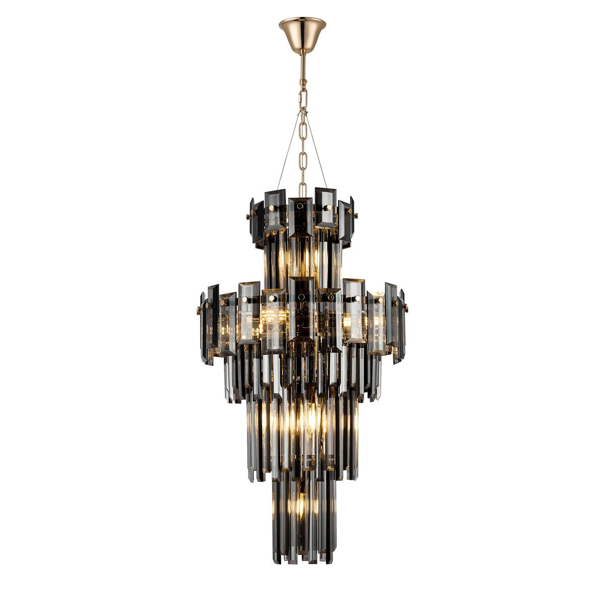 Regent Laure 9 Light Tall Pendant Light 410mm Diameter - French Gold / Smoke