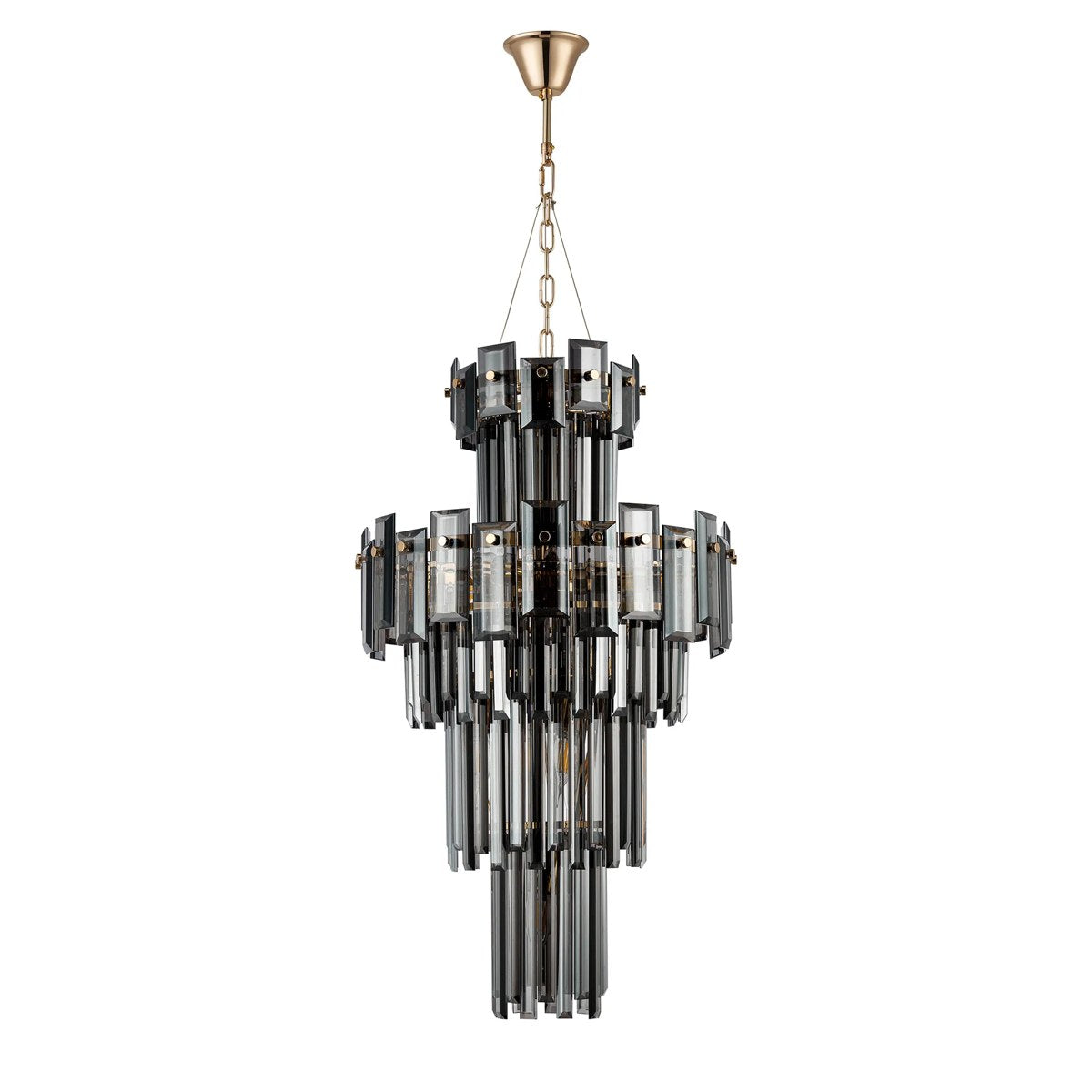 Regent Laure 9 Light Tall Pendant Light 410mm Diameter - French Gold / Smoke
