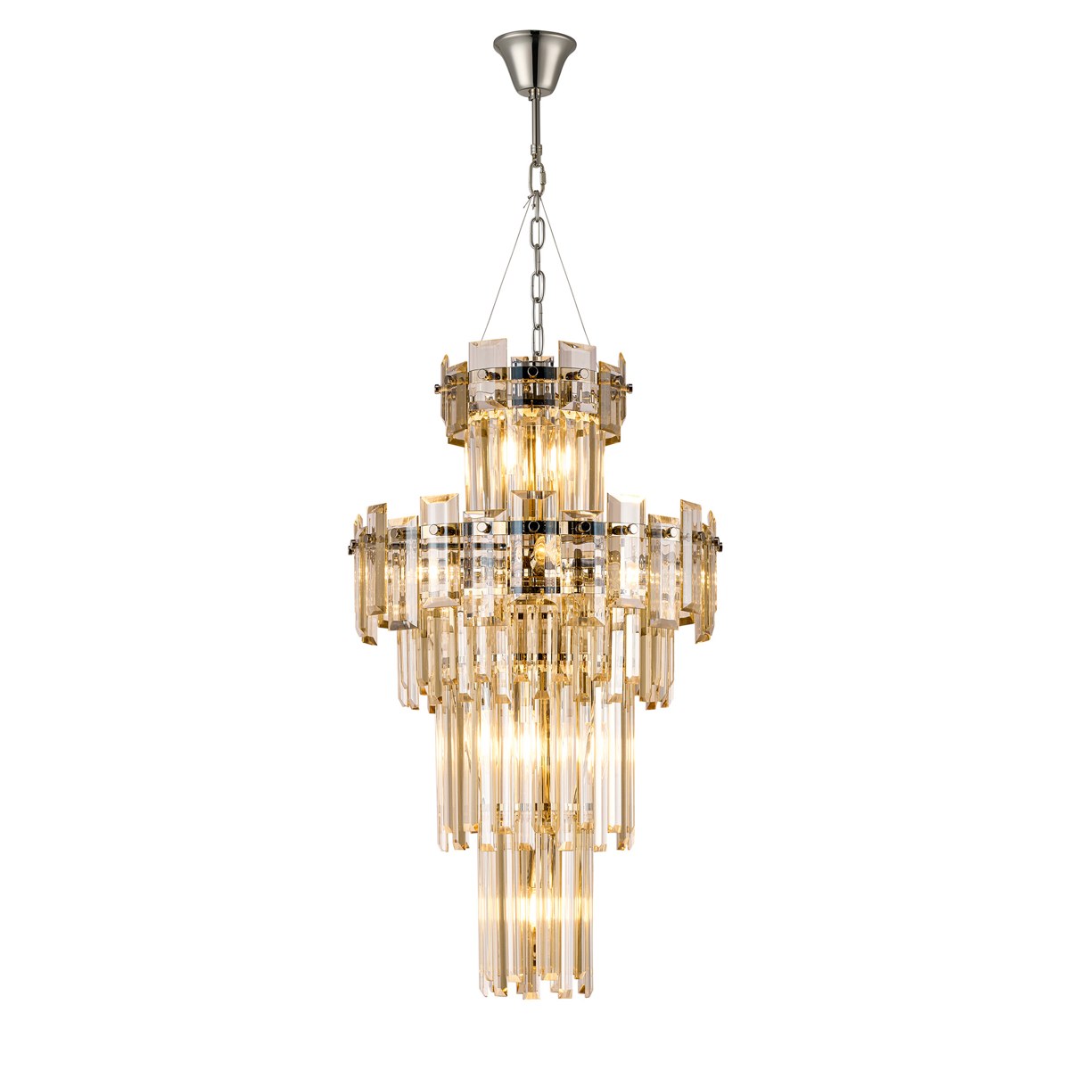 Regent Laure 9 Light Tall Pendant Light 410mm Diameter - Polished Nickel / Champagne