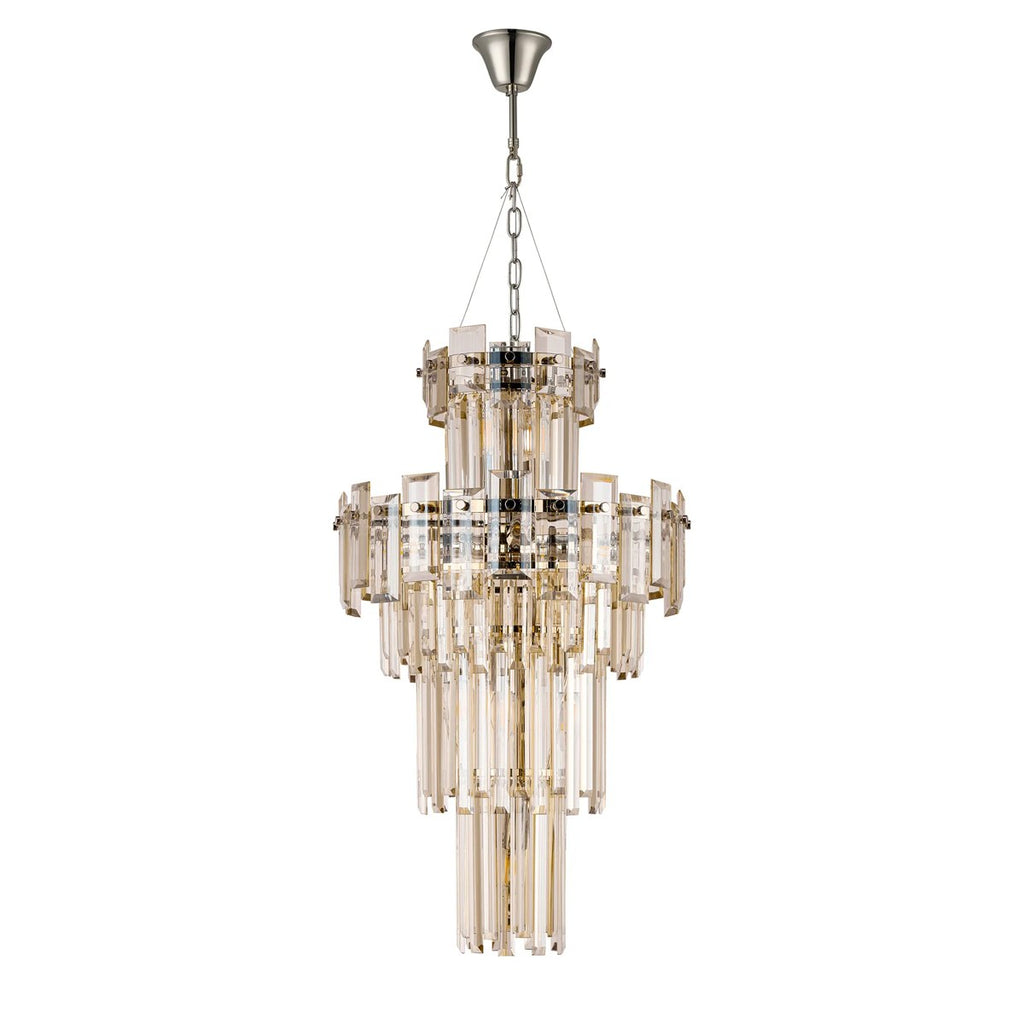 Regent Laure 9 Light Tall Pendant Light 410mm Diameter - Polished Nickel / Champagne