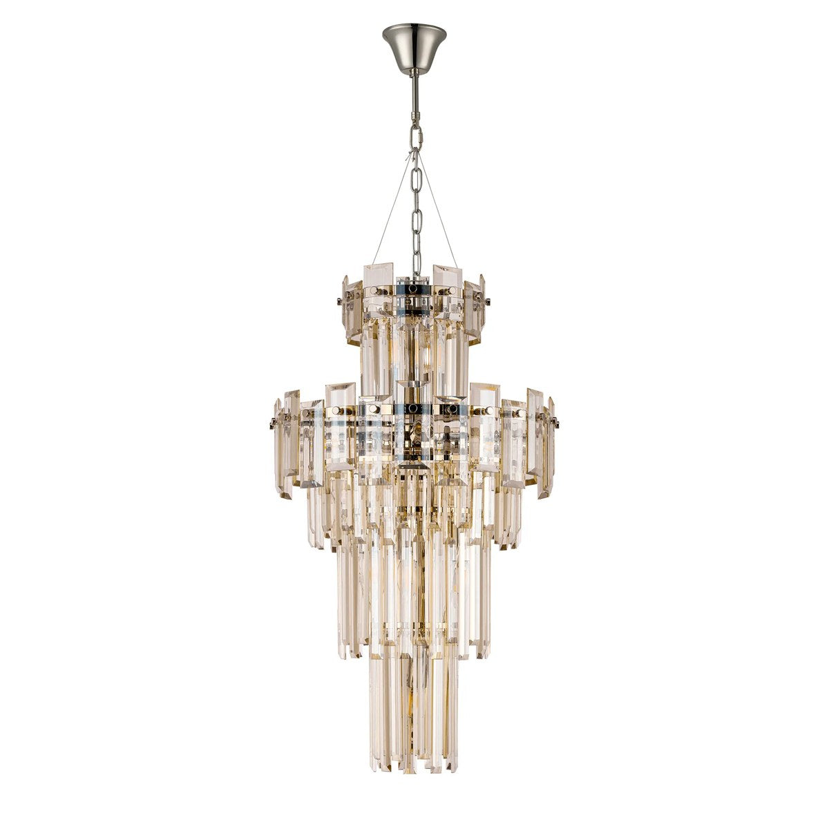 Regent Laure 9 Light Tall Pendant Light 410mm Diameter - Polished Nickel / Champagne