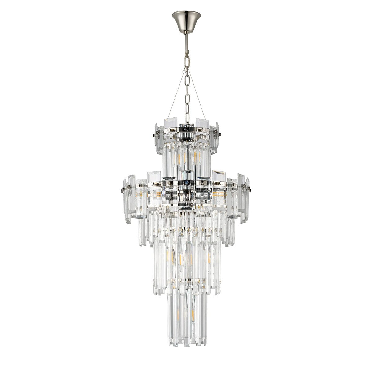 Regent Laure 9 Light Tall Pendant Light 410mm Diameter - Polished Nickel / Clear