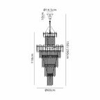 Regent Laure 17 Light Tall Pendant Light 610mm - dimensions