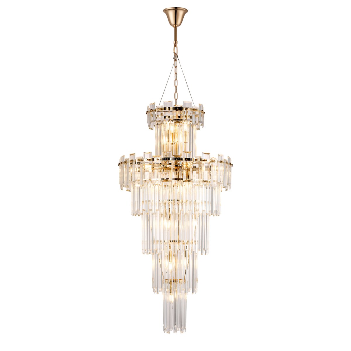 Regent Laure 17 Light Tall Pendant Light 610mm - French Gold / Clear