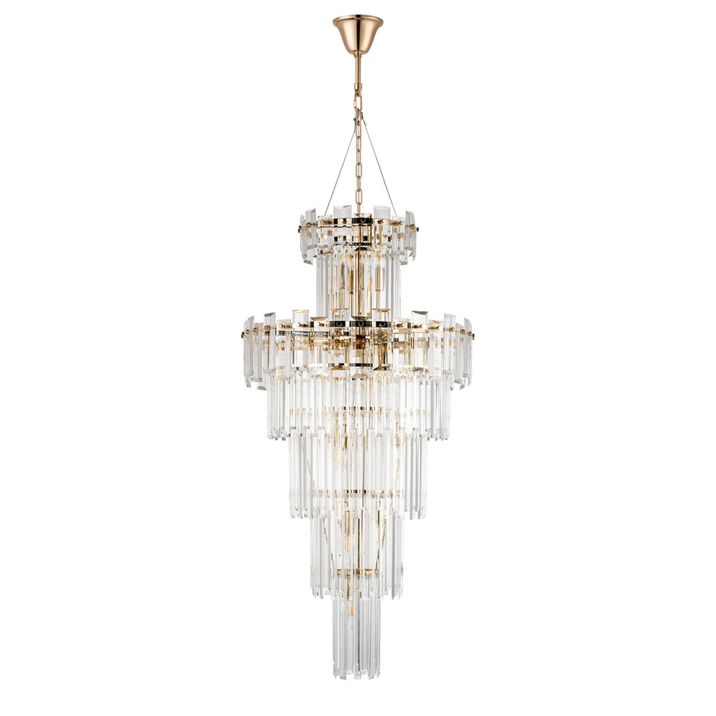 Regent Laure 17 Light Tall Pendant Light 610mm - French Gold / Clear