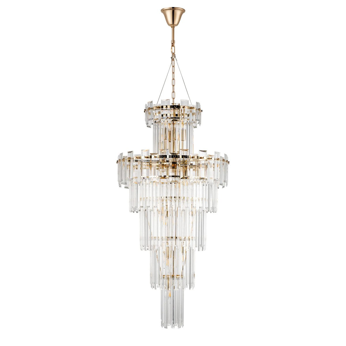 Regent Laure 17 Light Tall Pendant Light 610mm - French Gold / Clear