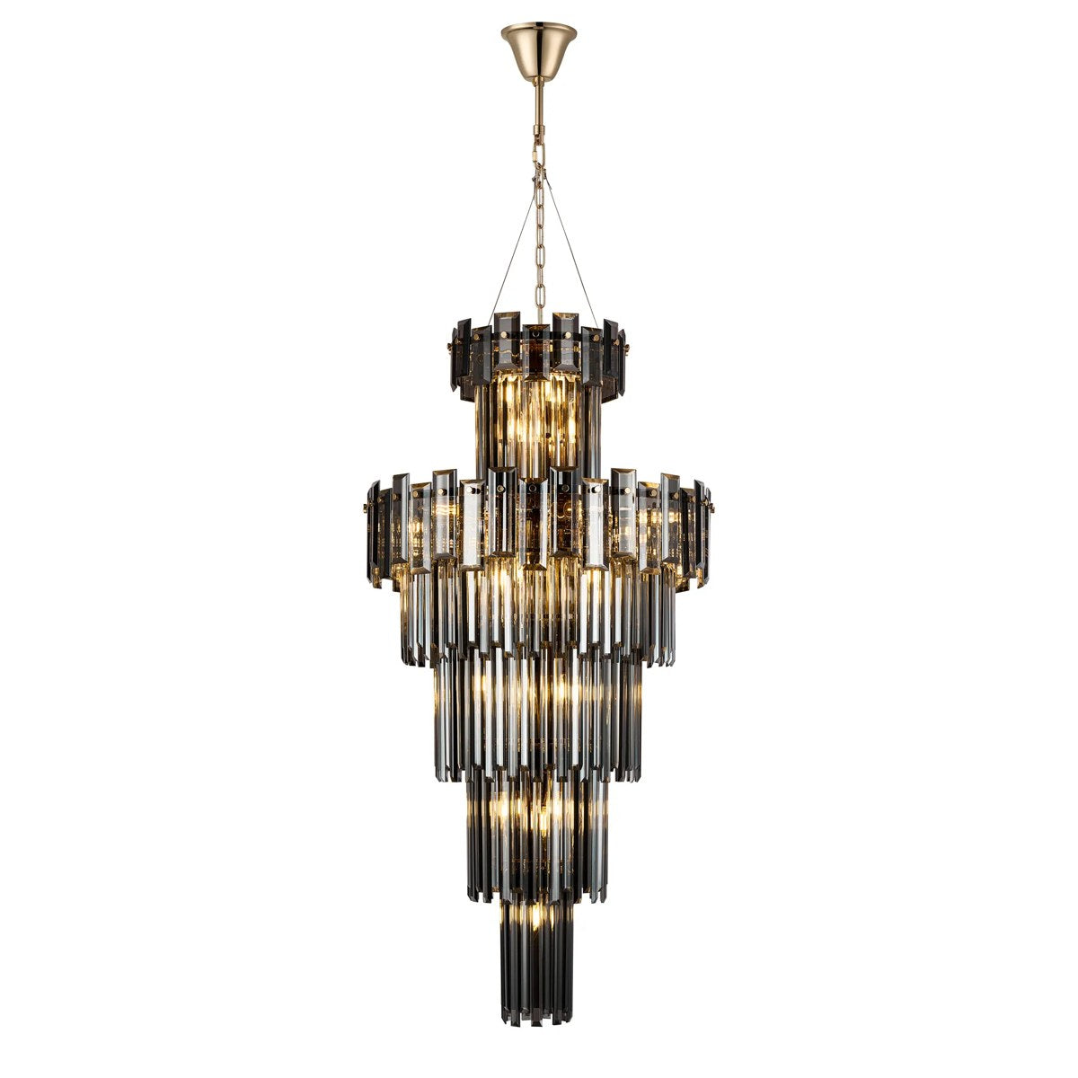 Regent Laure 17 Light Tall Pendant Light 610mm - French Gold / Smoke