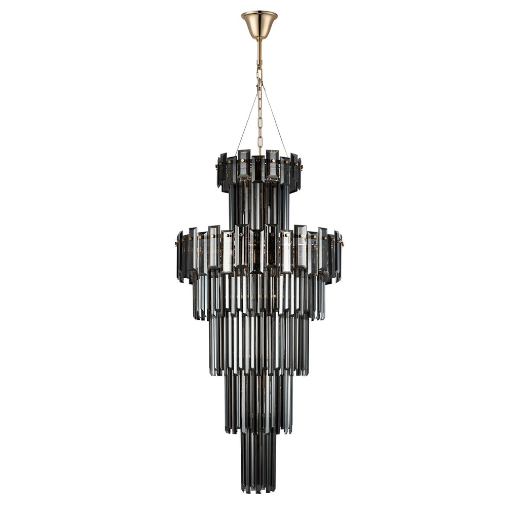 Regent Laure 17 Light Tall Pendant Light 610mm - French Gold / Smoke
