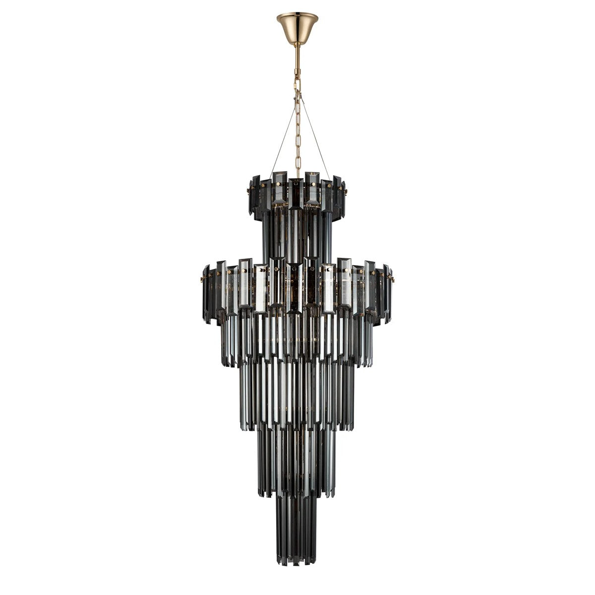 Regent Laure 17 Light Tall Pendant Light 610mm - French Gold / Smoke