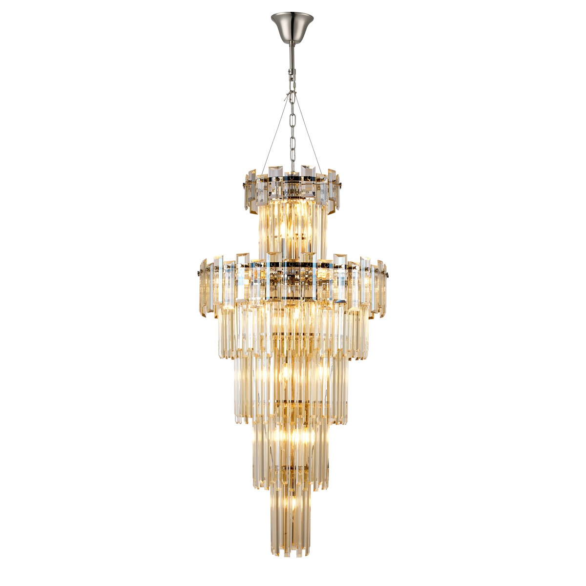 Regent Laure 17 Light Tall Pendant Light 610mm - Polished Nickel / Champagne