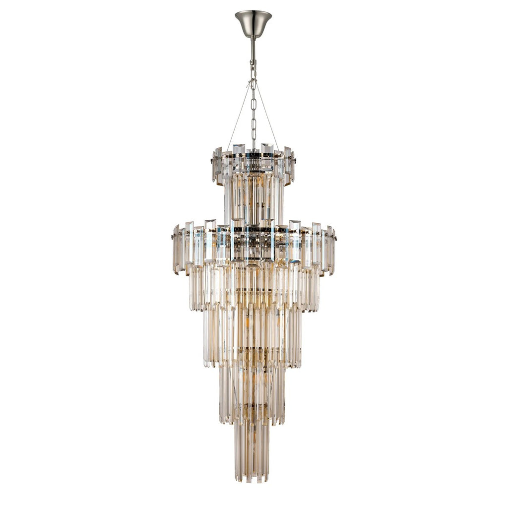 Regent Laure 17 Light Tall Pendant Light 610mm - Polished Nickel / Champagne