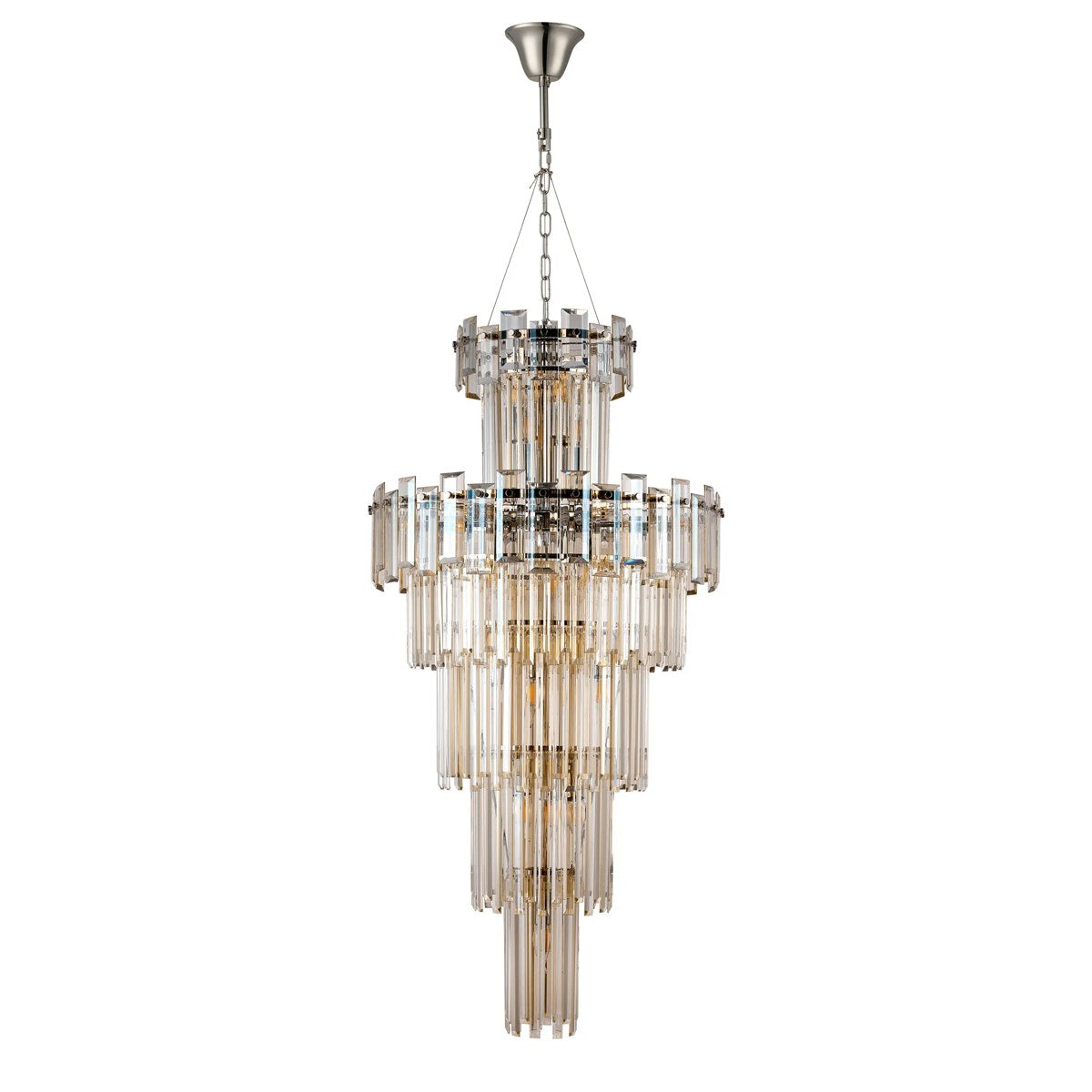 Regent Laure 17 Light Tall Pendant Light 610mm - Polished Nickel / Champagne