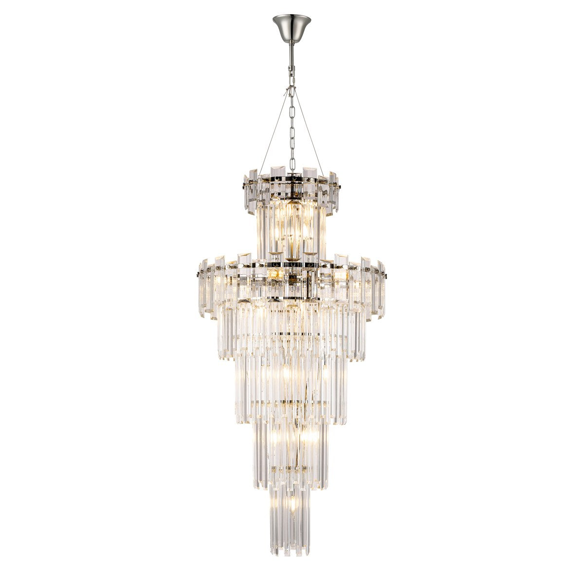 Regent Laure 17 Light Tall Pendant Light 610mm - Polished Nickel / Clear