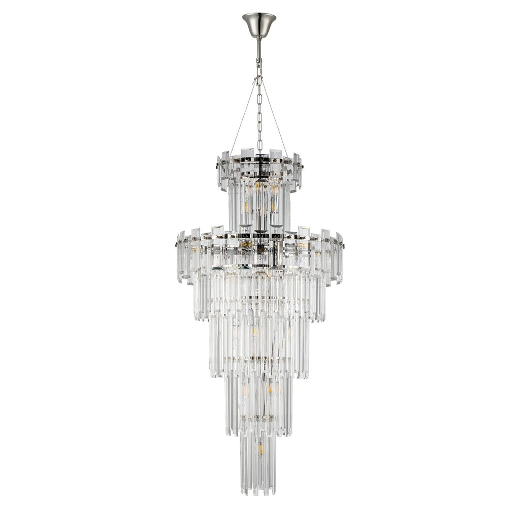 Regent Laure 17 Light Tall Pendant Light 610mm - Polished Nickel / Clear