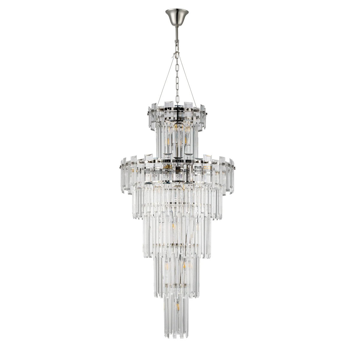 Regent Laure 17 Light Tall Pendant Light 610mm - Polished Nickel / Clear