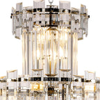 Regent Laure 17 Light Tall Pendant Light 610mm - Polished Nickel / Clear