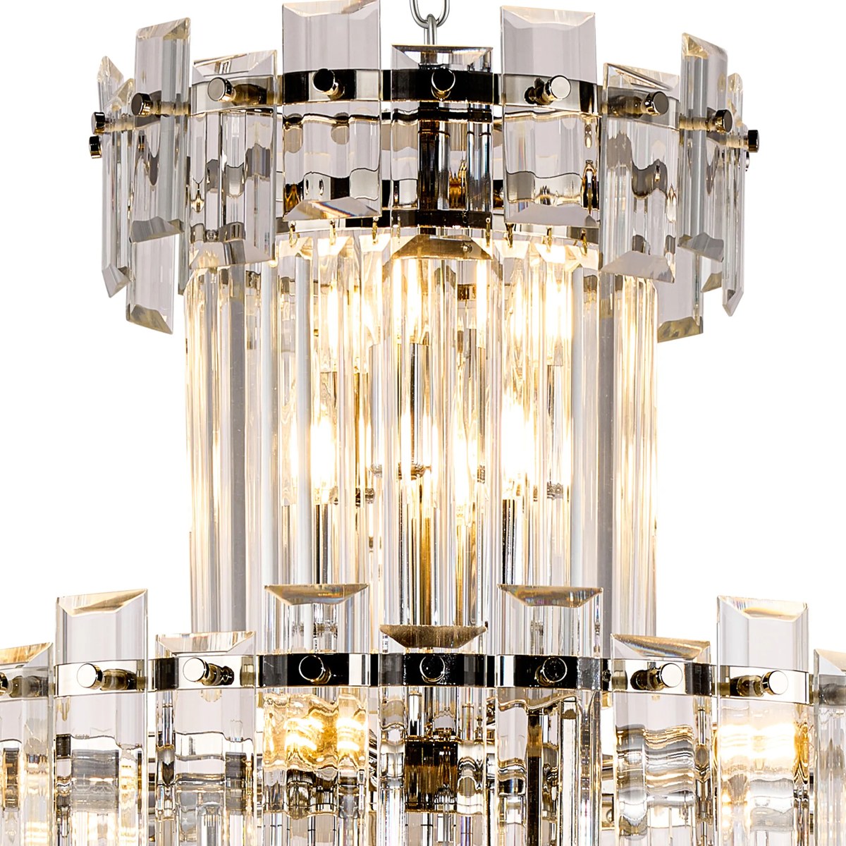 Regent Laure 17 Light Tall Pendant Light 610mm - Polished Nickel / Clear