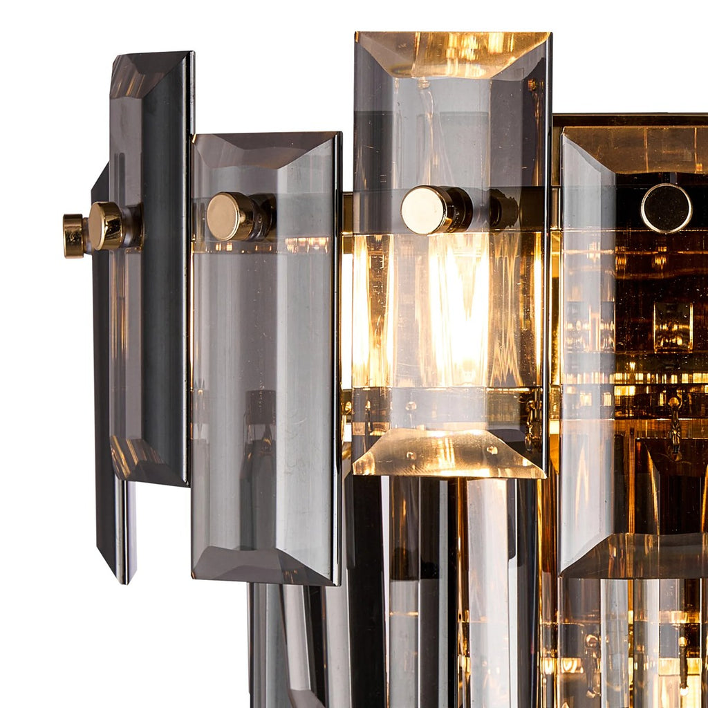 Regent Laure 2 Light 270mm Wall Light - French Gold / Smoke