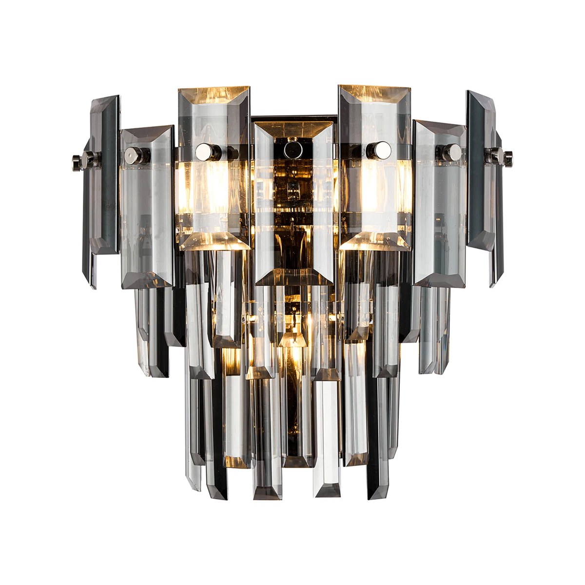 Regent Laure 2 Light 270mm Wall Light - Polished Nickel / Smoke