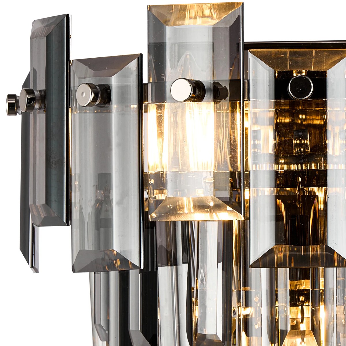 Regent Laure 2 Light 270mm Wall Light - Polished Nickel / Smoke