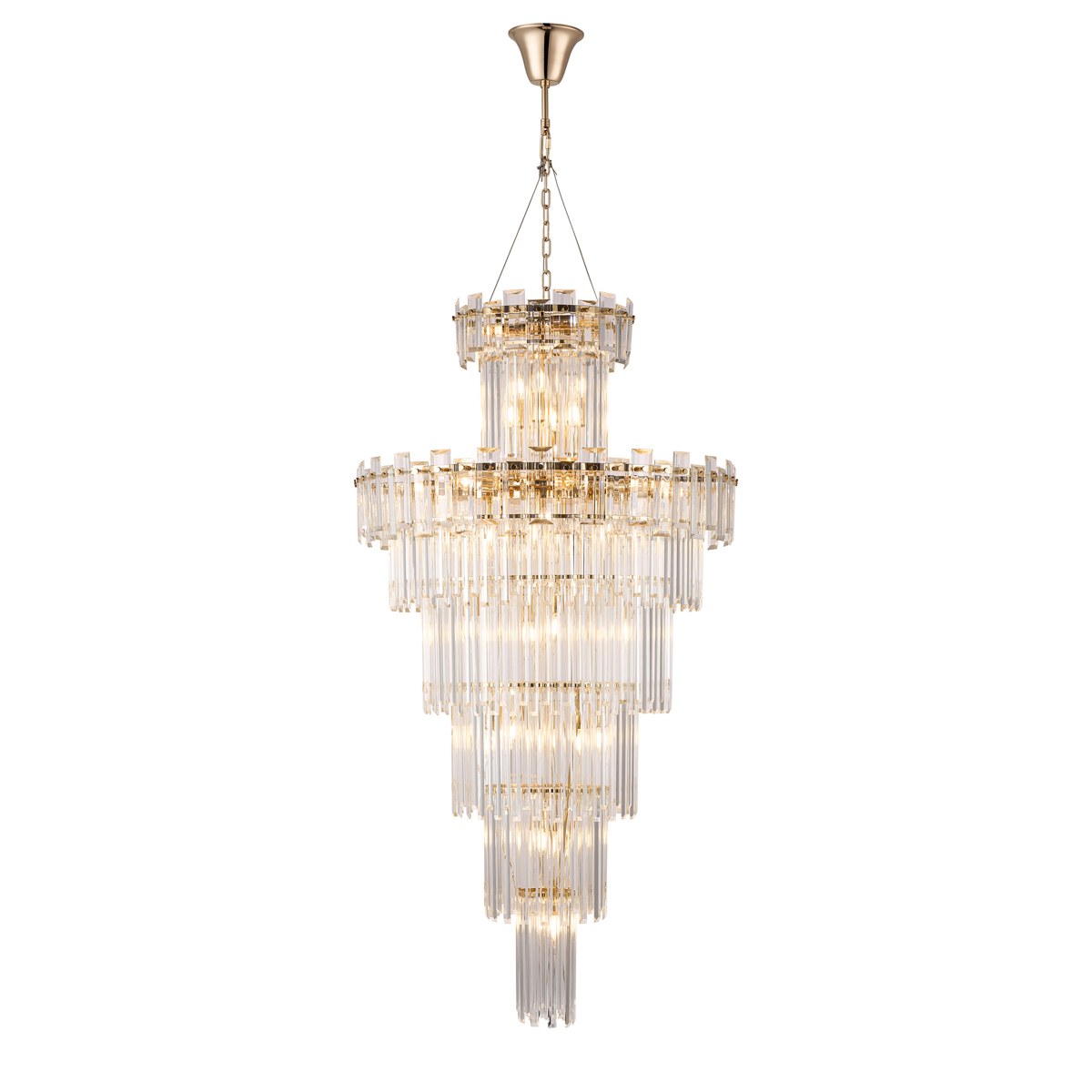 Regent Laure 32 Light Tall Pendant Chandelier 810mm - French Gold / Clear